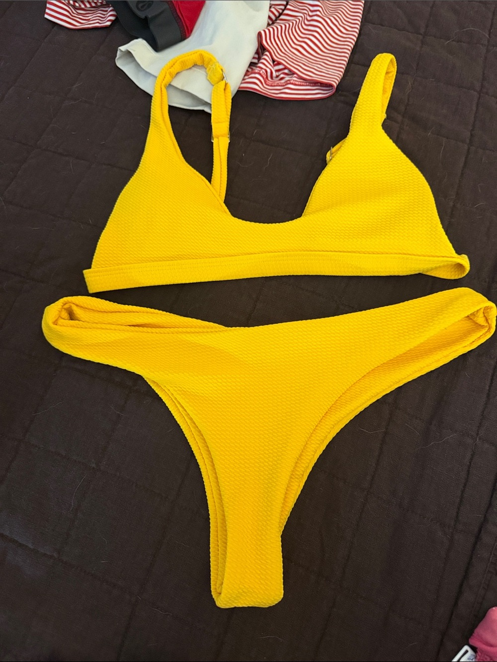 Zaful Bright Yellow Textured Bikini Set